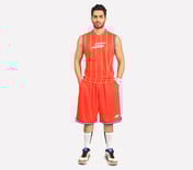 BASKETBALL V NECK TANK, WHITE/BLACK/ORANGE