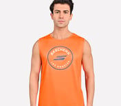 MENS SOCCER PERFORMANCE TANK, TAUPE/ ORANGE
