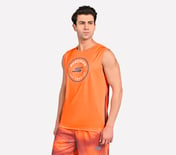 MENS SOCCER PERFORMANCE TANK, TAUPE/ ORANGE