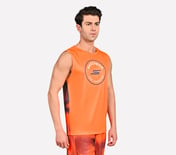 MENS SOCCER PERFORMANCE TANK, TAUPE/ ORANGE