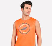 MENS SOCCER PERFORMANCE TANK, TAUPE/ ORANGE