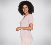 GODRI SERENE V-NECK T-SHIRT, PINK/LAVENDER Apparel Bottom View
