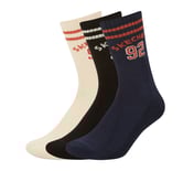 3PK MENS 92 HALF TERRY CREW, NATURAL/NAVY