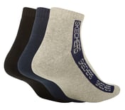 3PK MENS CONTRAST HALF TERRY ANKLE, BLACK/CHARCOAL/BLUE
