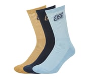 3PK MENS SOLID HALF TERRY CREW, BROWN/BLUE