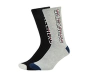 2PK MENS SKECHERS HALF TERRY CEW, BLACK/GRAY