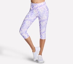 GO FLEX Printed High Waisted Capri — WHITE / PURPLE / PINK 1