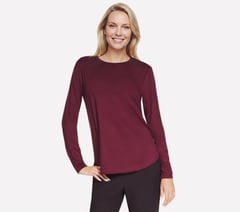 GO DRI Swift Long Sleeve Tunic Crew — BURGUNDY / PINK 1