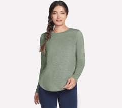 GO DRI Swift Long Sleeve Tunic Crew — TAUPE / OLIVE 1