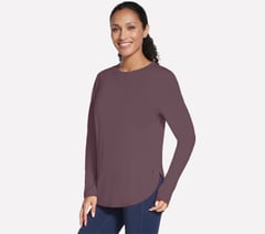 GO DRI Swift Long Sleeve Tunic Crew — WHITE / BROWN 3