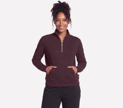 GO STRETCH Harmony Rib 1/4 Zip — WHITE / BURGUNDY 1