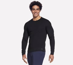 GO KNIT Waffle Ease Crew — BLACK 1
