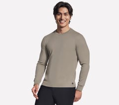 GO KNIT Waffle Ease Crew — OLIVE / GRAY 1