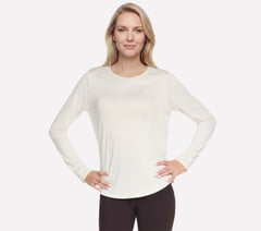 GO DRI Swift Stripe Long Sleeve Crew — OFF WHITE / MAUVE 1