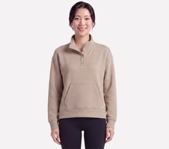 GO WALK Everywhere 1/4 Snap Pullover — TAUPE / BROWN 1