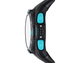 Digital Long Strap Watch — BLACK / TURQUOISE 2