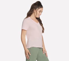 Pima V-Neck Tee — WHITE / PINK 3