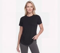 GO WALK Luxe Rib Tunic Tee — BLACK 1