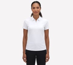 GO GOLF Short Sleeve Birdie Zip Front Polo — WHITE 1