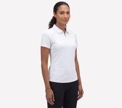GO GOLF Short Sleeve Birdie Zip Front Polo — WHITE 3