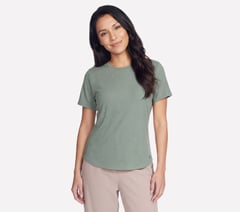 GO WALK Luxe Rib Tee — TAUPE / OLIVE 1