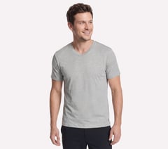 GO DRI Pima Short Sleeve V-Neck — LIGHT GRAY 1