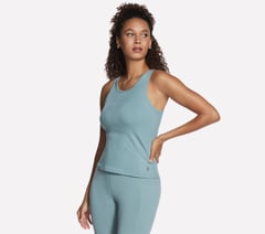 GO WALK Luxe Rib Tank — LIGHT GRAY / TURQUOISE 1