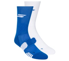2 Pack Performance Basketball Crew Socks — WHITE / BLUE 1
