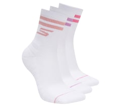 3 Pack Women's Performance Pickleball Varsity Stripe Low Crew Socks — WHITE 1