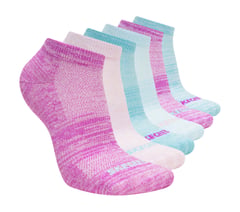 6 Pack Girls' Low Cut Color Stripe Socks — PURPLE / TEAL 1