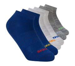 6 Pack Low Cut Non Terry Socks — BLUE  /  GRAY 1