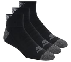 3 Pack Men's Half Terry Quarter Crew Socks — BLACK 1