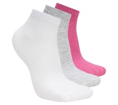 3 Pack Quarter Crew Socks — PURPLE / MULTI 1