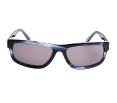 Elevated Rectangle Shiny Horn Sunglasses — NAVY 2