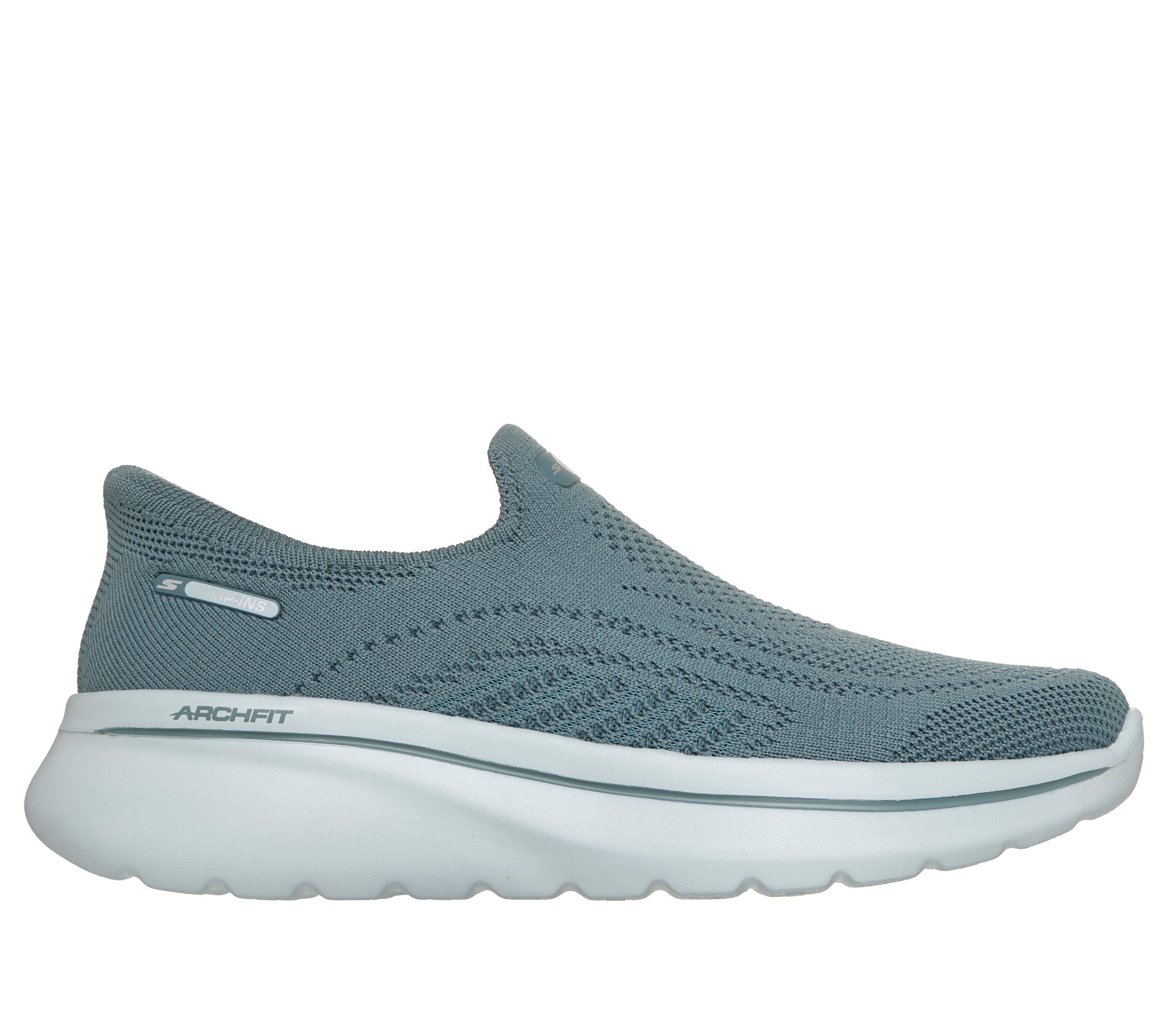 Skechers Women's Slip-ins Relaxed Fit: GO WALK Arch Fit N-Joy - Arianne Sneaker | Size 5.5 | Slate | Textile/Synthetic | Vegan | Machine Washable