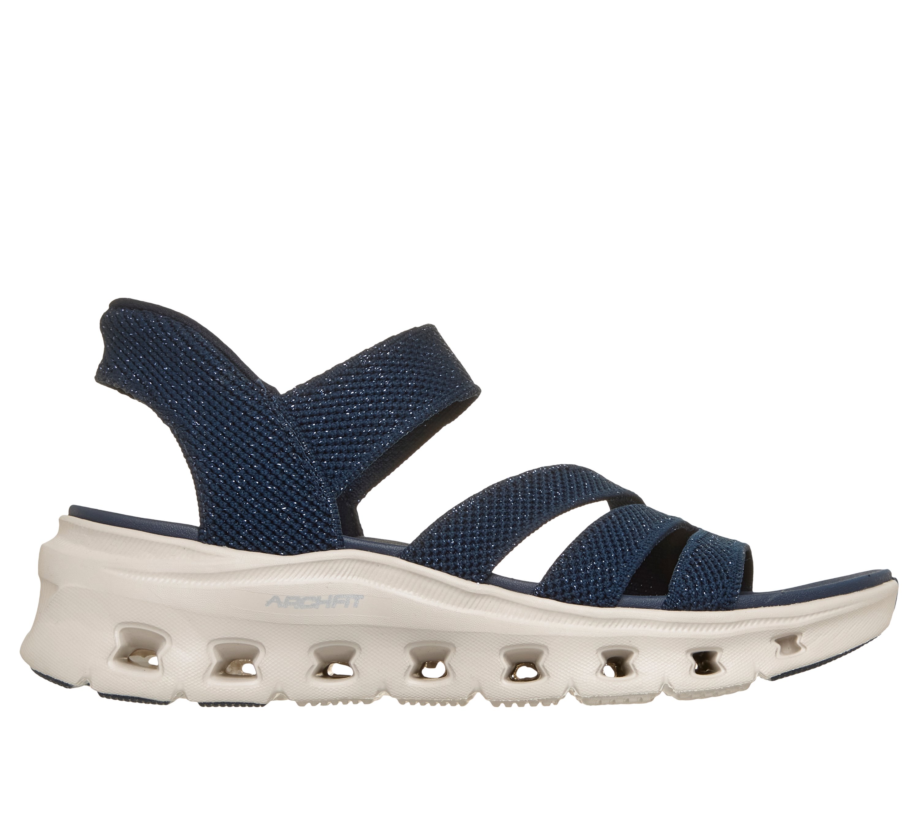 Skechers Women's Arch Fit Glide-Step Pro Sandals - Ace | Size 7.0 | Navy Blue | Textile | Vegan | Machine Washable