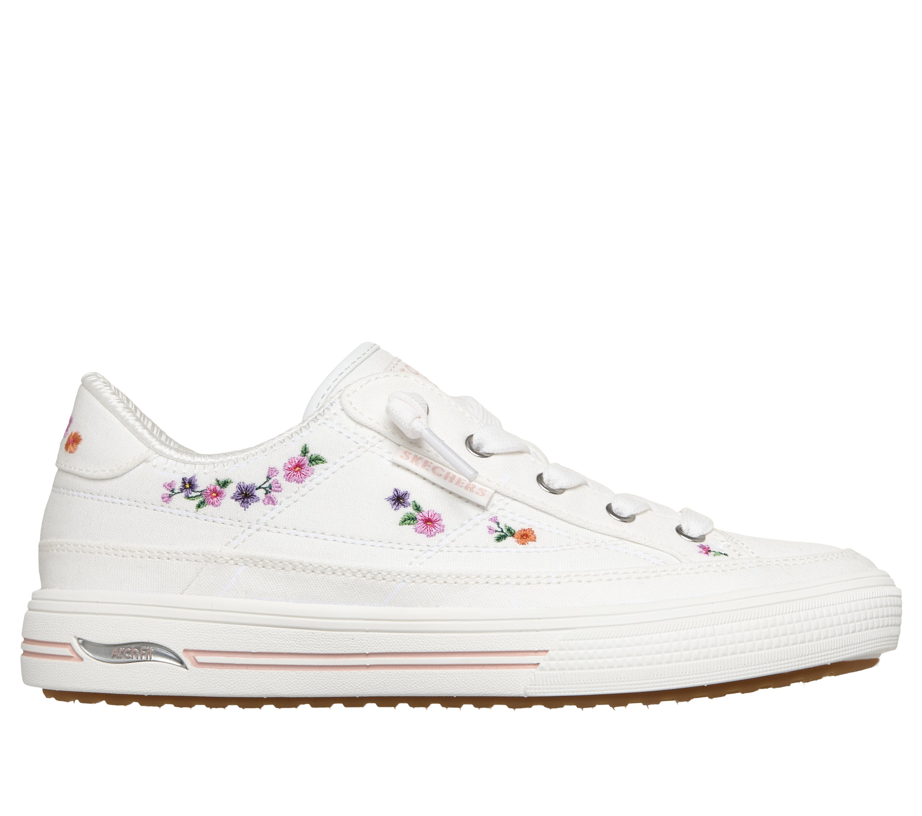 【超美品】SKECHERS Arch Fit 花柄スニーカー24.5cm Arch Fit Arcade - Subtle Bouquet - WHITE