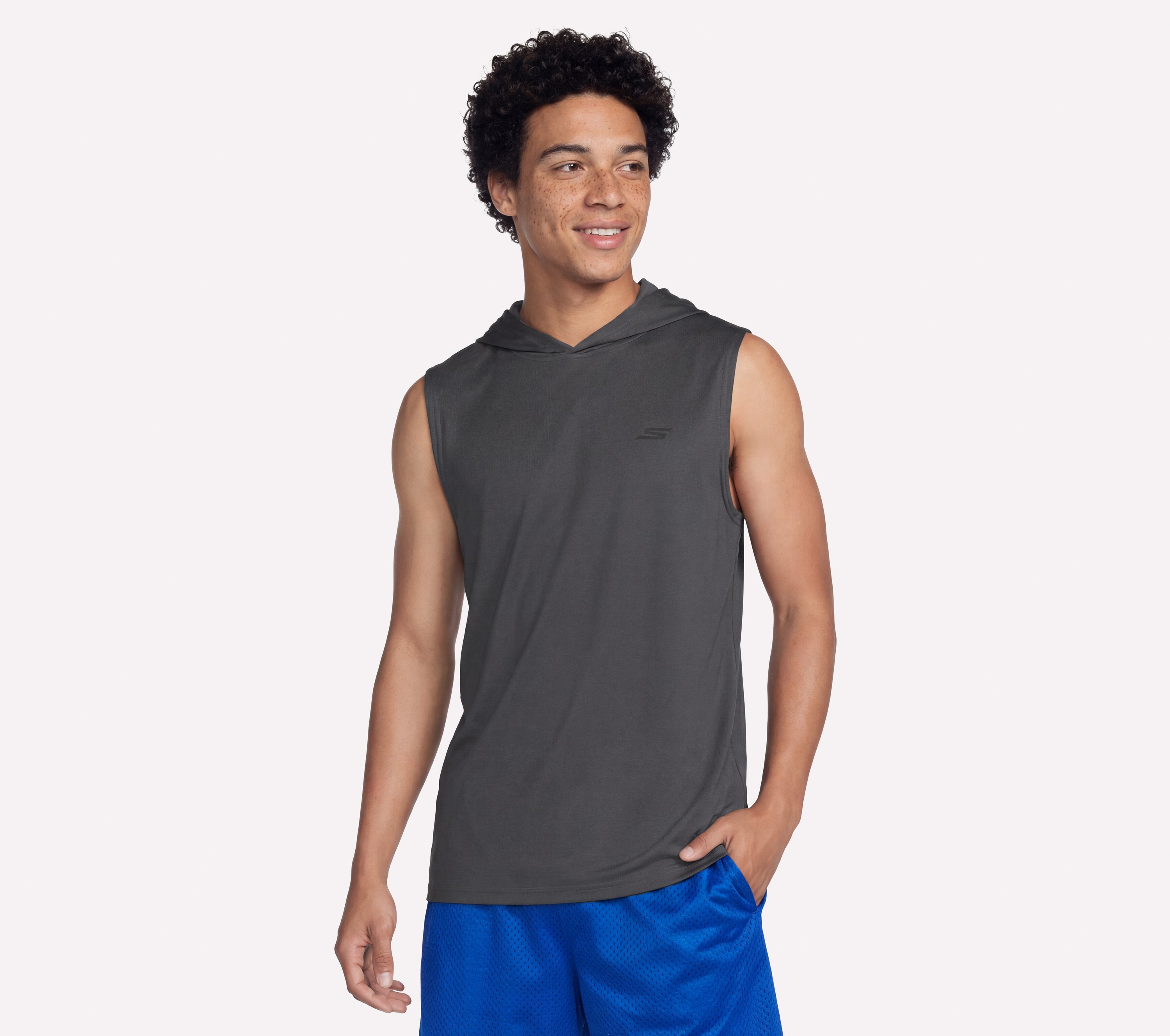 Hoops Sleeveless Hoodie - BLACK / CHARCOAL