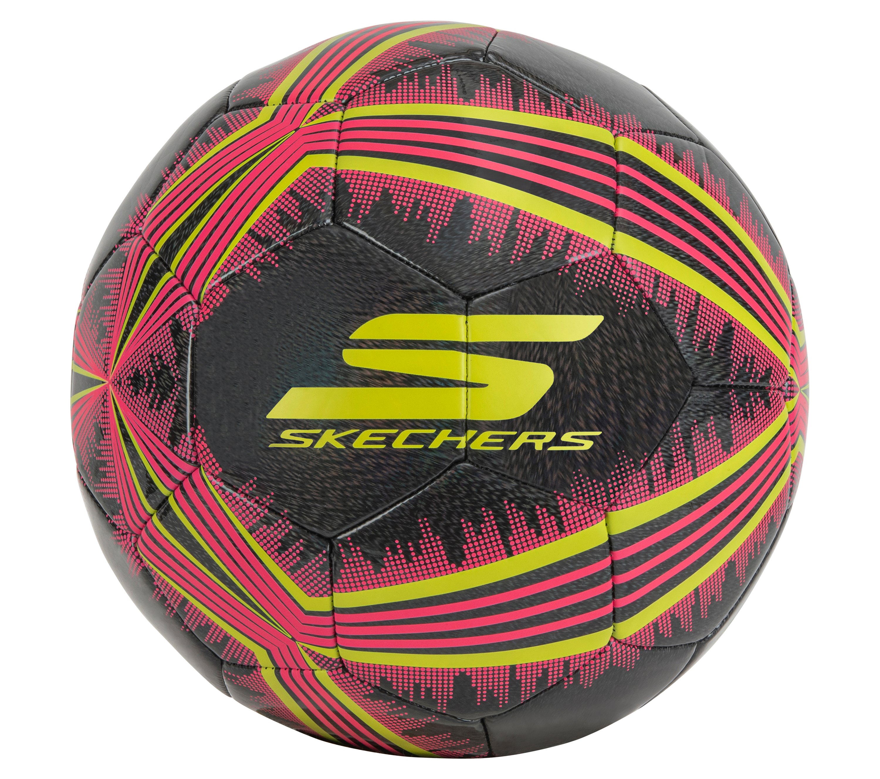 Hex Multi Mini Stripe Size 5 Soccer Ball - BLACK / CORAL