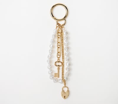 Pearl Lock And Key Bag Charm