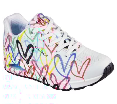 SKECHERS x GOLDCROWN UNO ハート ホワイト ウェッジ Amazon.com | Skechers Women's Sneaker, White W Red and Pink