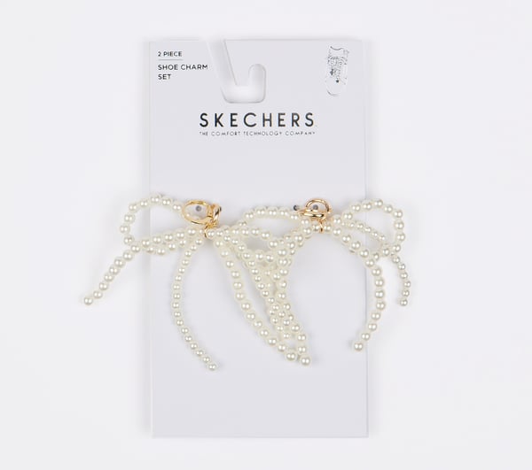 Shoelaces With Charm Set - Pearl Bow — WHITE