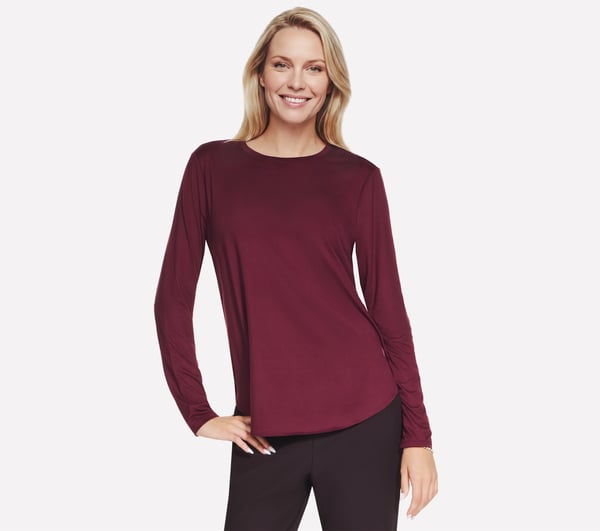 GO DRI Swift Long Sleeve Tunic Crew — BURGUNDY / PINK