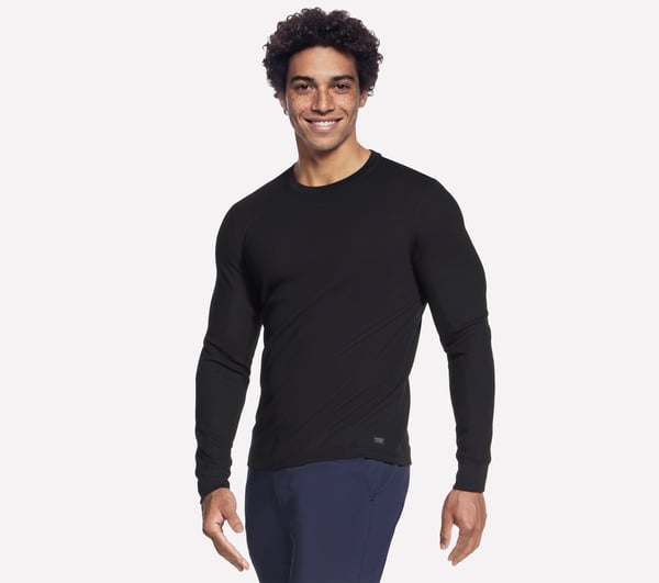 GO KNIT Waffle Ease Crew — BLACK
