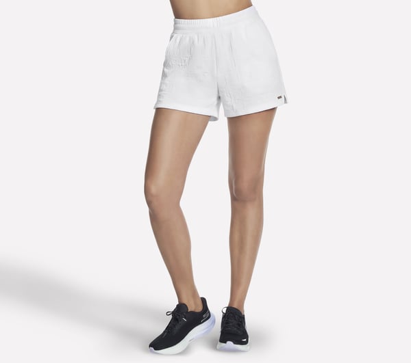 GO WALK Cozy Fit Diamond 4 Inch Short — WHITE
