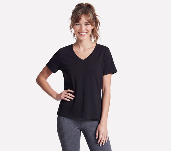 Pima V-Neck Tee — BLACK