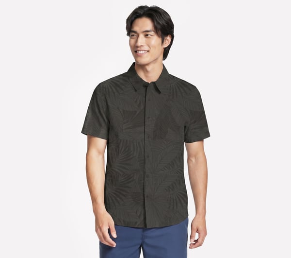 The GO WALK Air Printed Short Sleeve Shirt — BLACK / OLIVE