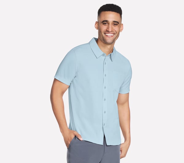 The GO WALK Air Short Sleeve Shirt — WHITE / BLUE