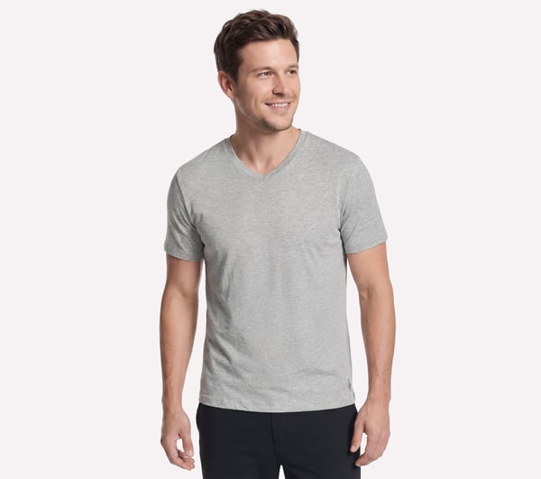 GO DRI Pima Short Sleeve V-Neck — LIGHT GRAY