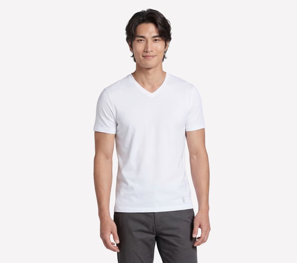GO DRI Pima Short Sleeve V-Neck — WHITE